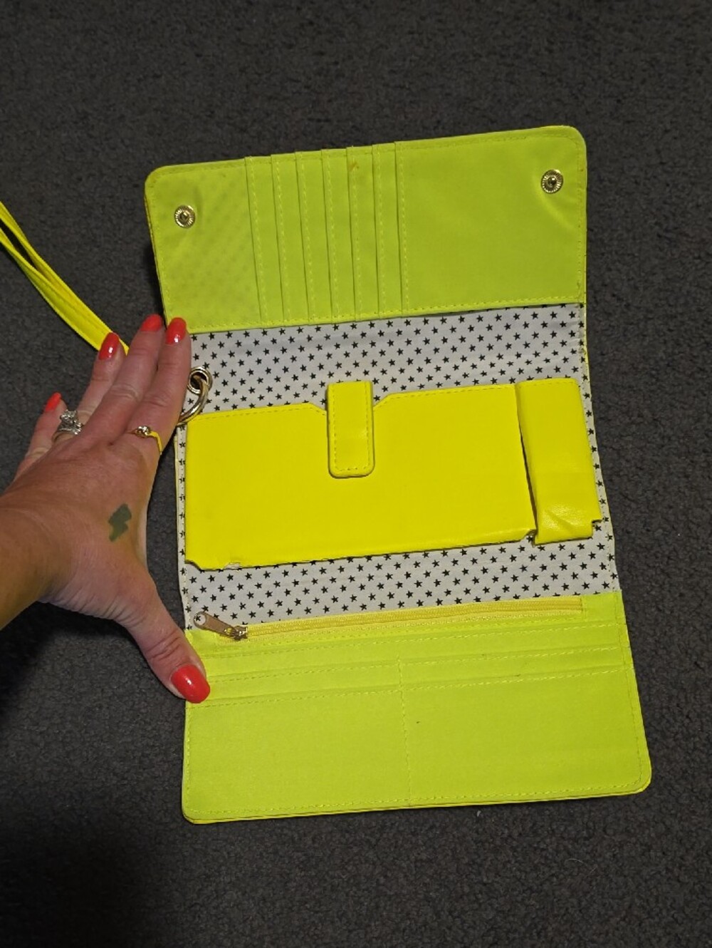 Neon Yellow Quilted Wristlet Wallet - Picture 4 of 6